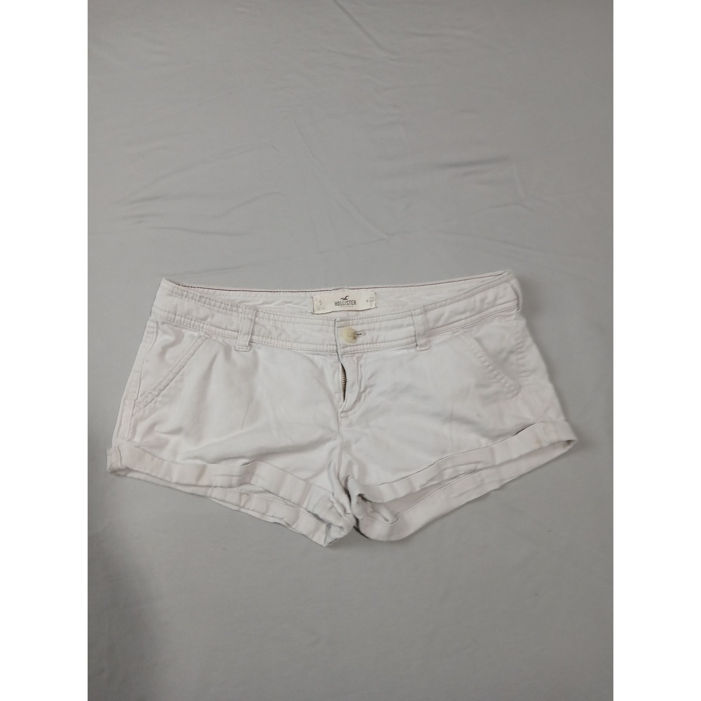 Hollister Womens Low Rise Chino Shorts Off White Cream Y2K Size 5 W27